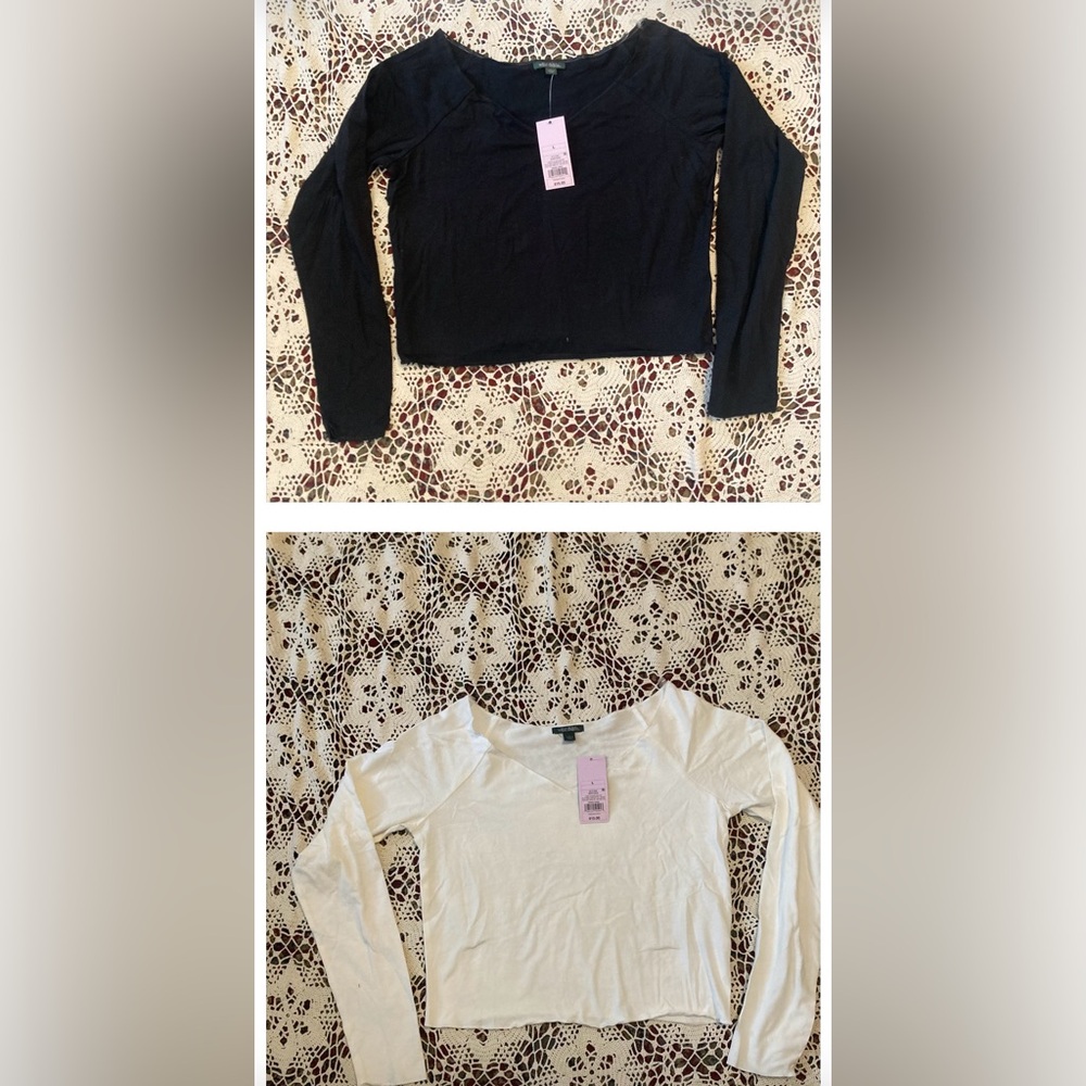 Wild Fable Crop Top Bundle 1 Black and 1 White Long Sleeve Crop Tops